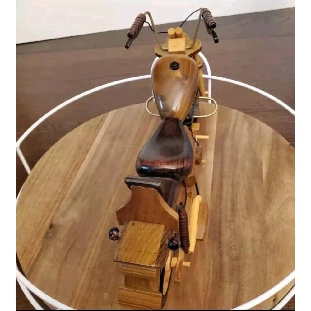 Vintage Bike Motorcycle HARLEY DAVIDSON Wooden Toy Car HOMEMADE Collectors‎ Item